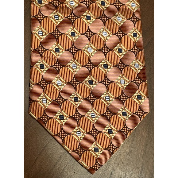Jos. A. Bank Executive Collection Orange Blue Hand Made 100% Silk Made In China - Picture 1 of 9
